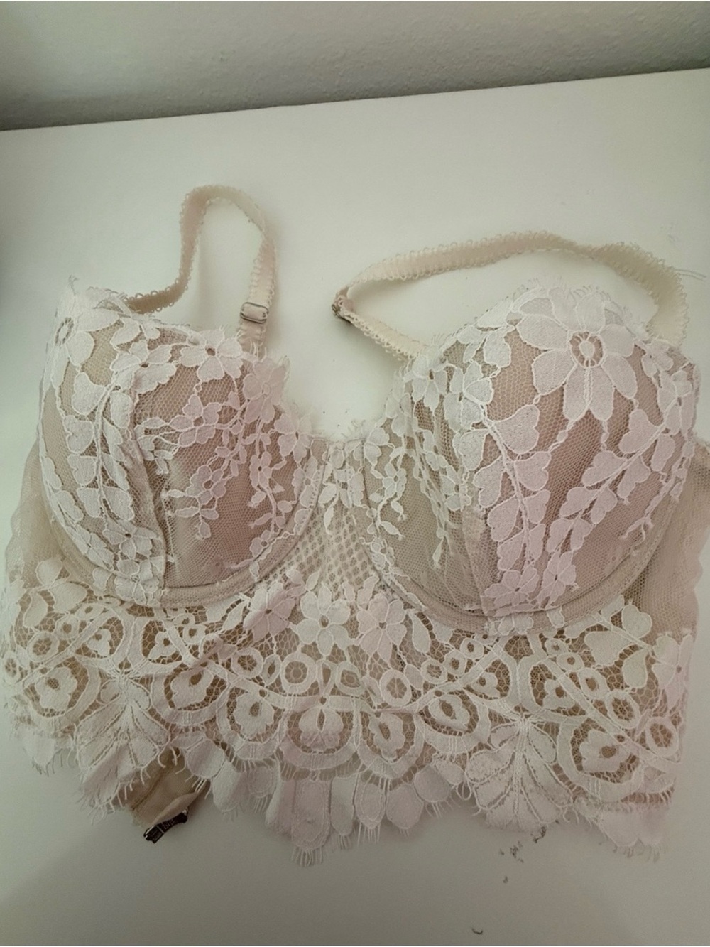PINK Victoria's Secret Lace Longline Bralette in Blush